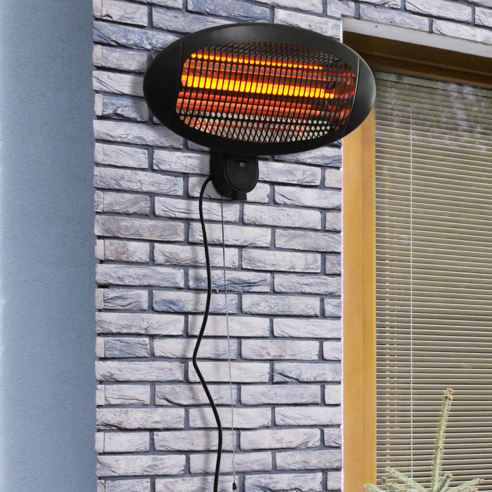 Outdoor Living Garden 2kw Wall Mounted Electric Heating Infrared Patio Heater Warmer Aluminium Tilt Angle Waterproof