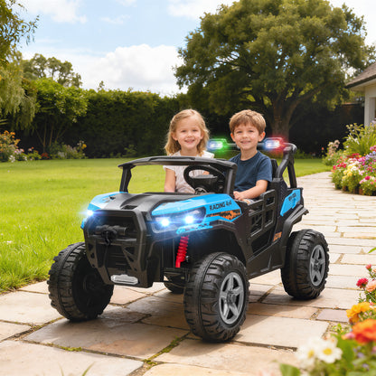 AIYAPLAY 24V Electric Ride on Car, 2-Seater Electric Car for Kids with Remote, Bluetooth, Soft Start, Suspension Spring