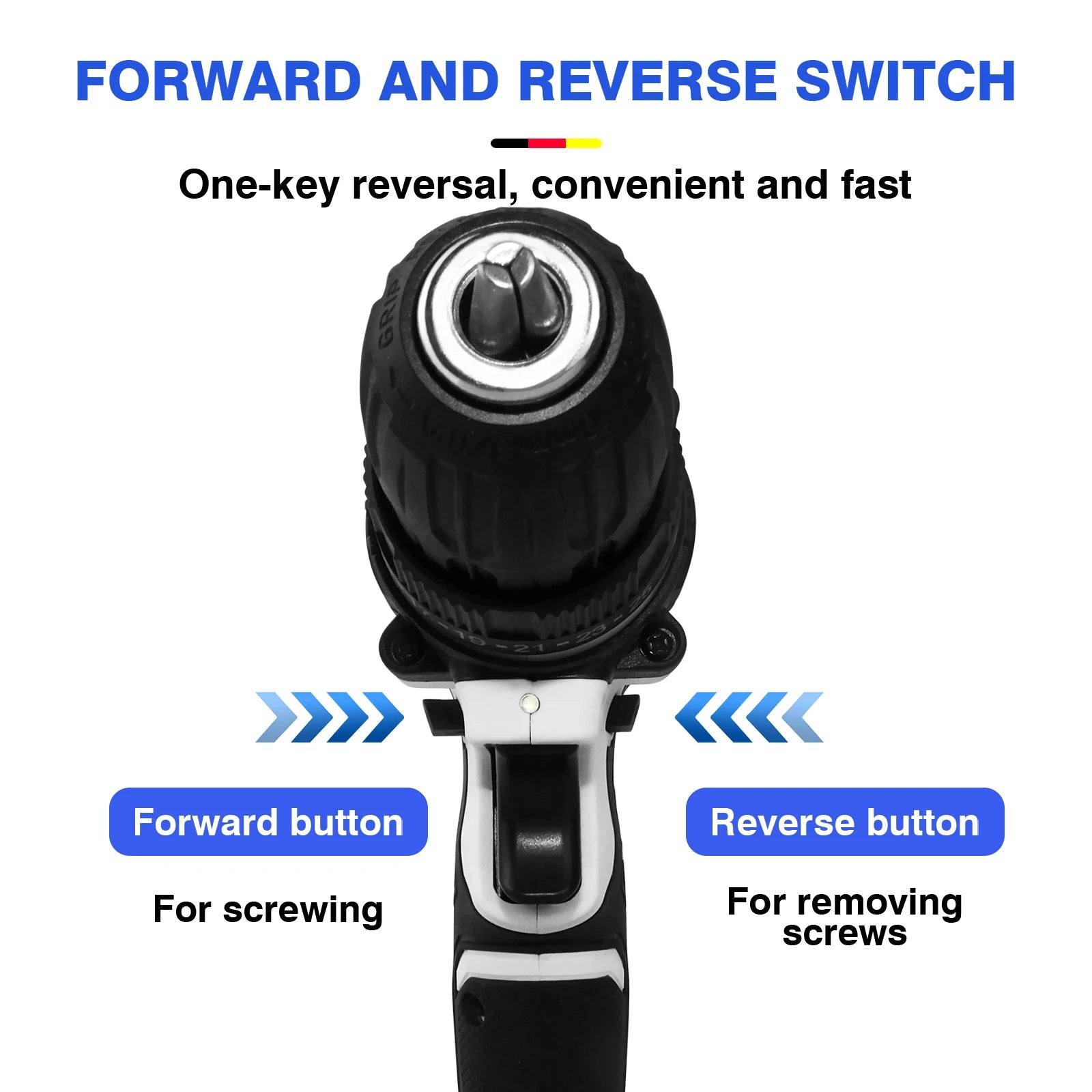 Dayplus 21V Cordless Drill Driver, Electric Drill Screwdriver with 1500Mah Battery, 45NM 2-Speed Combi Drill 25+1 Torque Setting