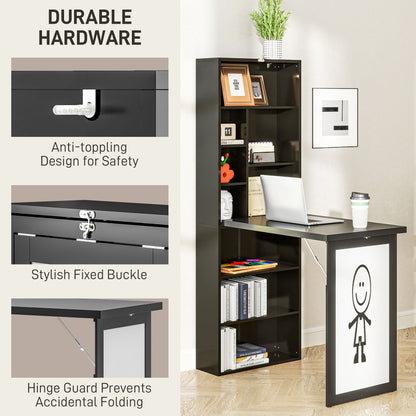 Three-Part Work Desk, with Storage and Chalkboard - Black