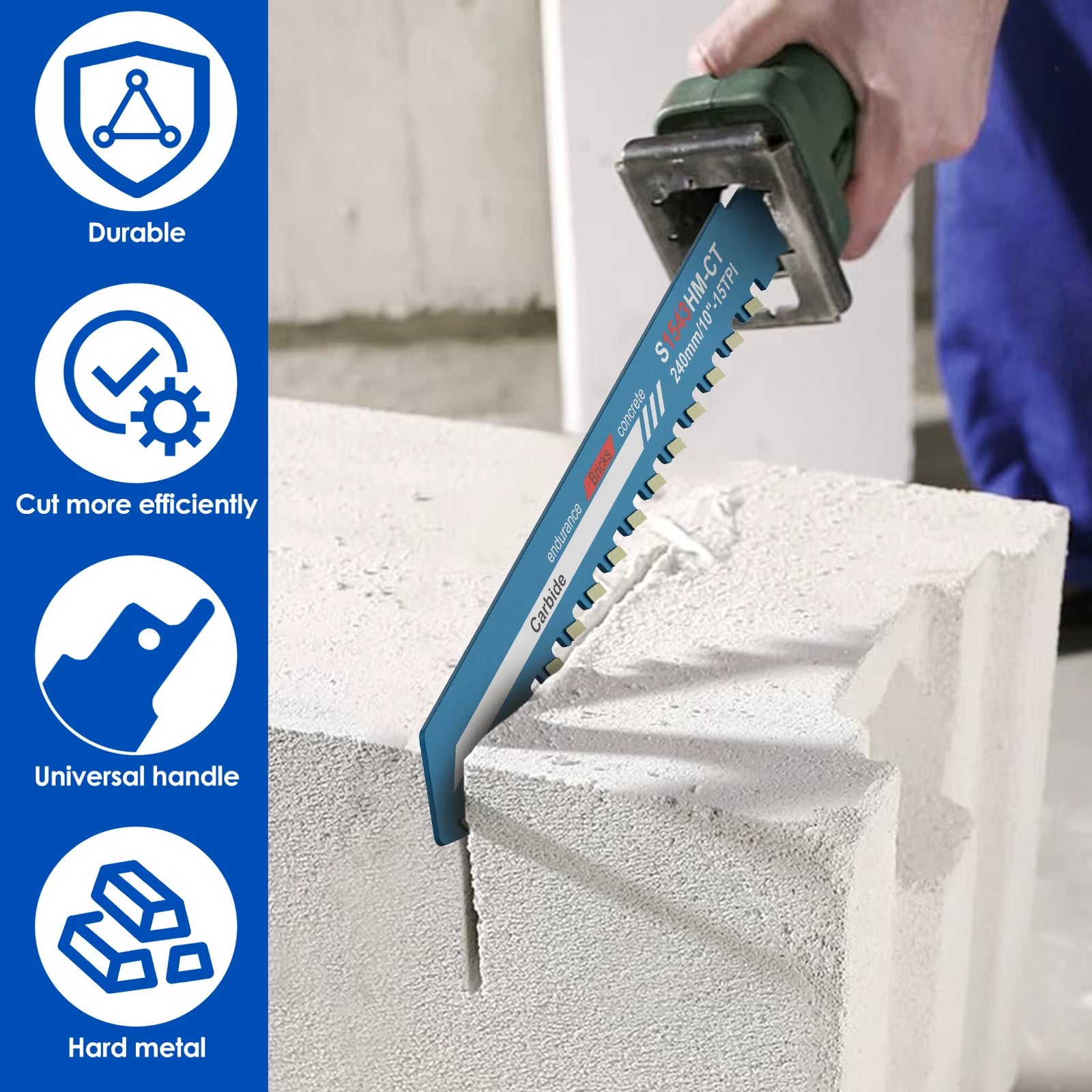 Reciprocating Saw Blade Inch Universal Cutting Recip Sabre Saw Blade Alloy Steel Brick Concrete Cutting Saw Blade 10 / 12 / 18 / 20 Inch