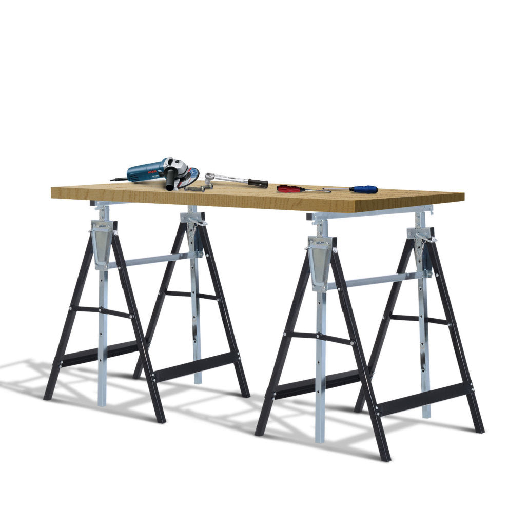 Steel Builders Workers Twin-Set Telescopic Trestle Stand Assist Blue / Black