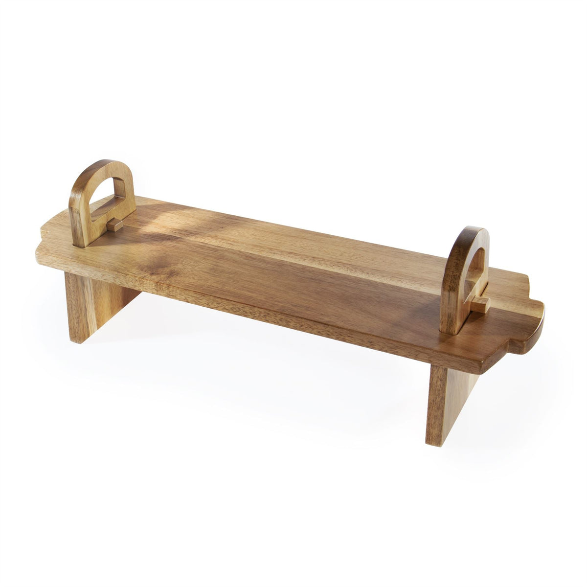 Maison & White Acacia Wood Raised Serving Platter | 17x15x52cm | Plant Oil Coated | Built-In Handles | Flat-Pack Storage | Suits Cheese Charcuterie Cakes | Assembly Required | 2-Year Warranty