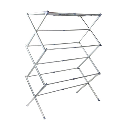 Expandable Folding Clothes Airer | 3-Tier | Scissor-Lift Steel Frame | Folds to 44x51.5x9cm | Extends to 102x71x38cm | Indoor Use | 2-Year Guarantee