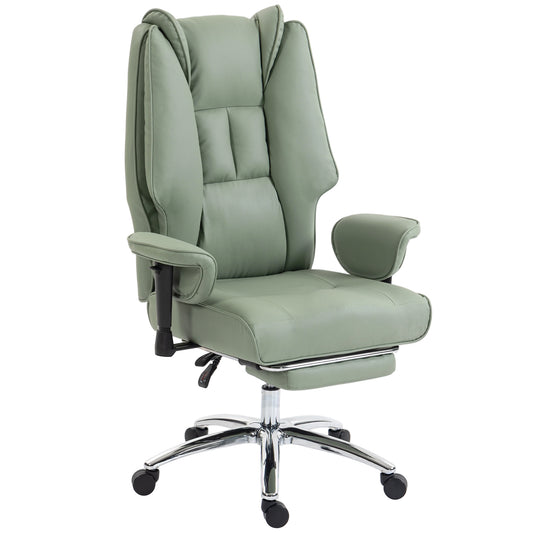 Reclining Executive Office Chair | 155° Recline | Retractable Footrest | Pocket Spring Seat | Pet-Friendly Faux Leather | Green | 120kg