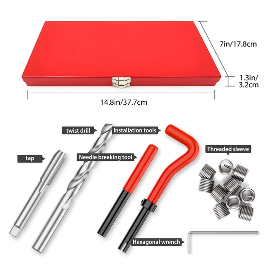 131 Piece Thread Repair Tool Kit Set, Metric M5 M6 M8 M10 M12 With HSS Drill Thread