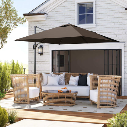 Outsunny Patio Offset Parasol Umbrella - Tan