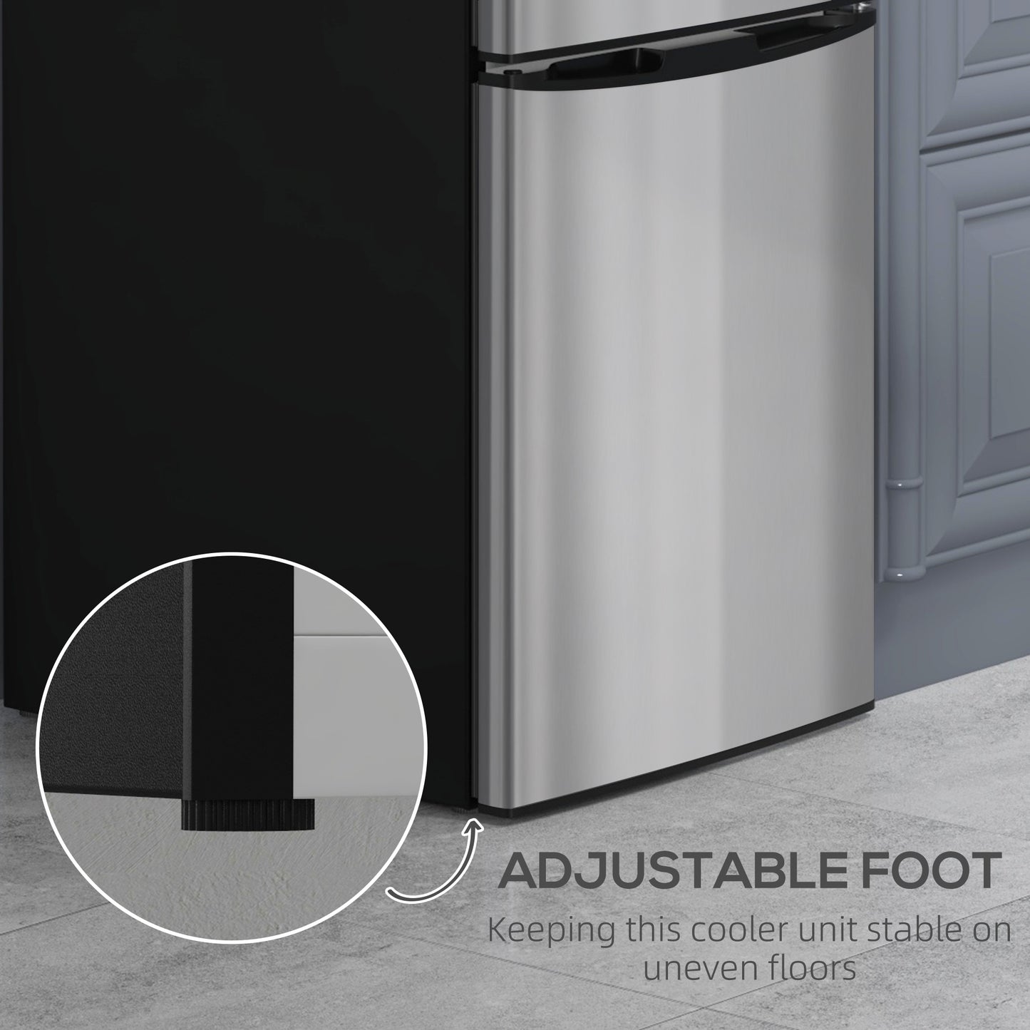 88L Under Counter Fridge Freezer, Small Refrigerator with 5-Setting, 3 Star Freezer Rating, Black and Silver Tone
