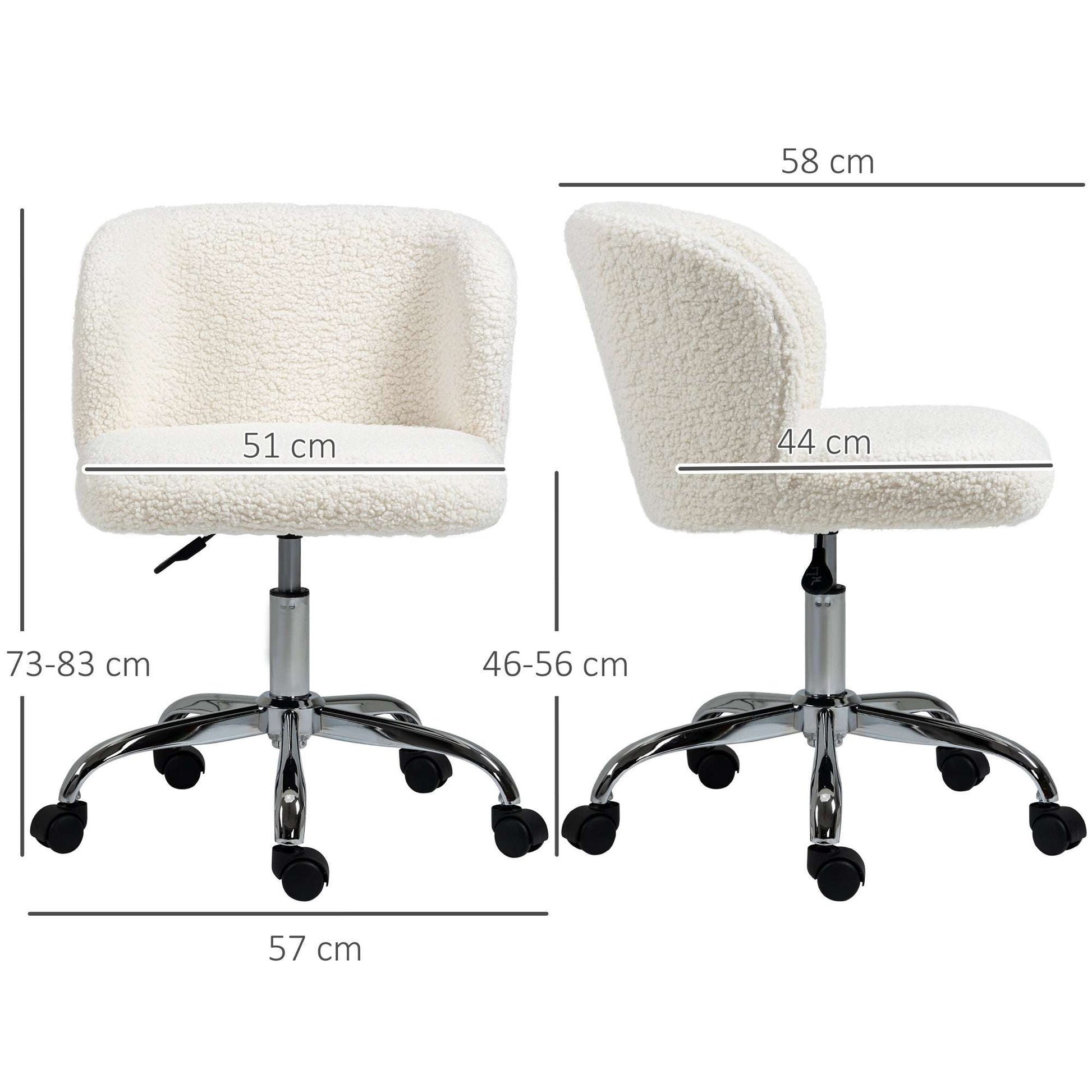 Office Chair with Adjustable Height and Wheels - White