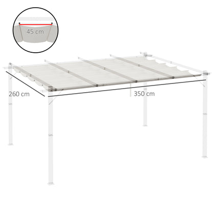 Outsunny Retractable Pergola Shade Cover, Replacement Canopy for 4 x 3 (m) Pergola, Retractable Roof, Cream White