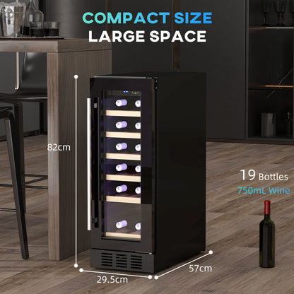 19 Bottle 5-18℃ Wooden Rack Wine Fridge - Black