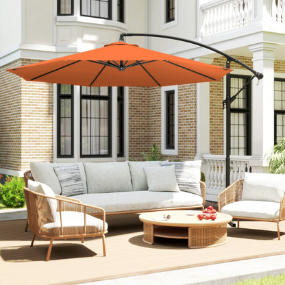 3m Cantilever Parasol | Crank Handle | Tilt Adjustment | 180gsm Polyester Canopy | 8 Ribs | Φ48mm Steel Pole | Cross Base Included | 2.95m Diameter | Orange