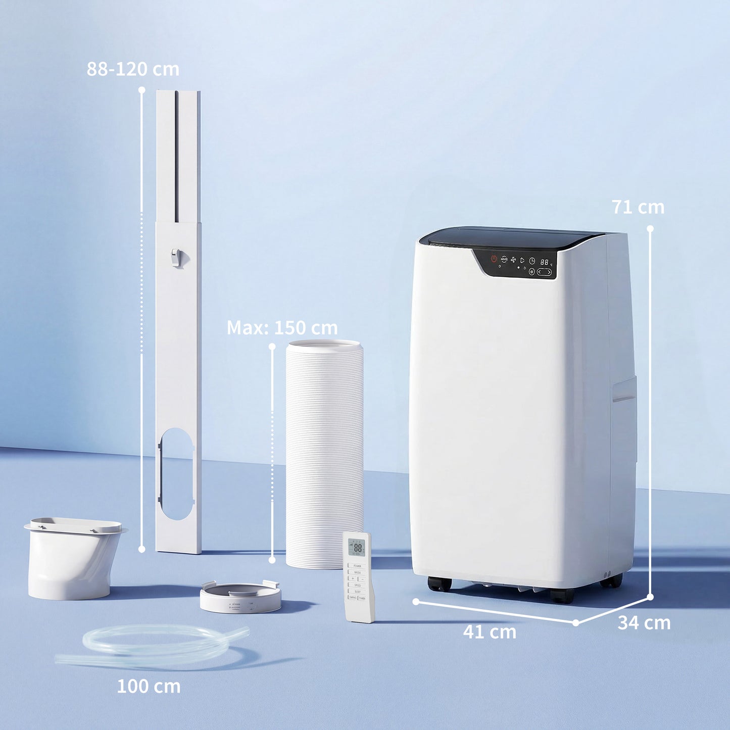 14000 BTU 4-in-1 Portable Air Conditioner | Cool, Dehumidify, Fan, Sleep | WiFi | White