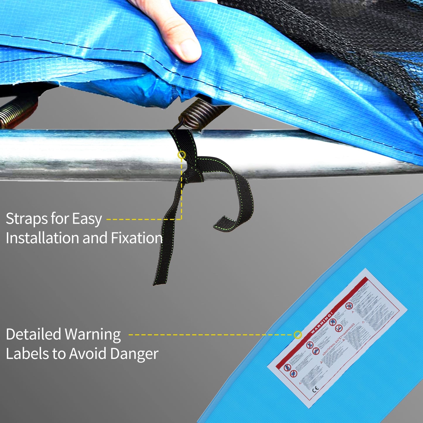 12ft Trampoline Accessories Safety Pad Φ366cm Replacement Surround Padding Thick Foam Pads Light Blue