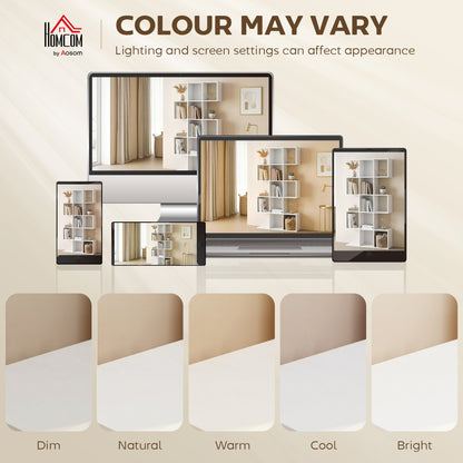 5-Tier S-Shaped Bookcase | 15 Compartments | White Wood Effect
