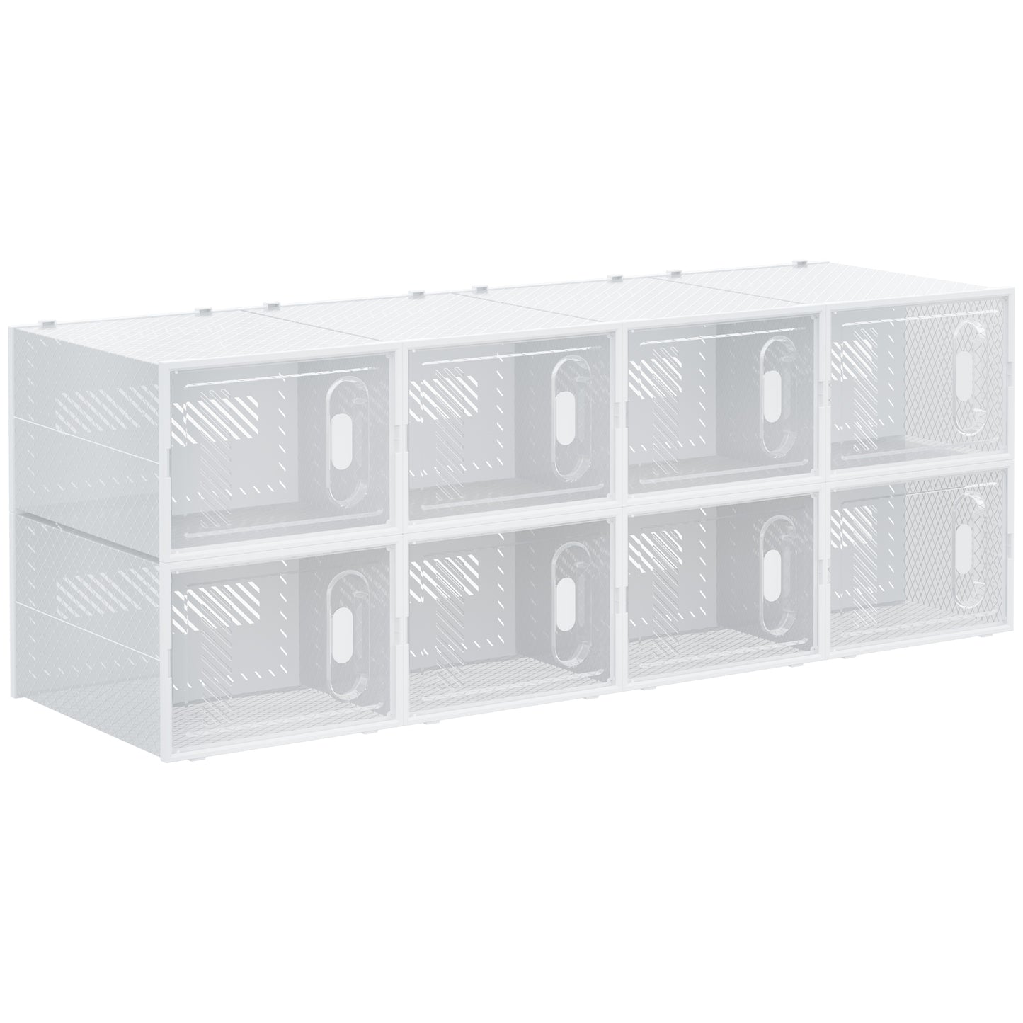 8 Piece Clear Shoe Box, Plastic Stackable Shoe Storage Box for UK/EU Size up to 12/46 with Magnetic Door for Women/Men, 28 x 36 x 21cm