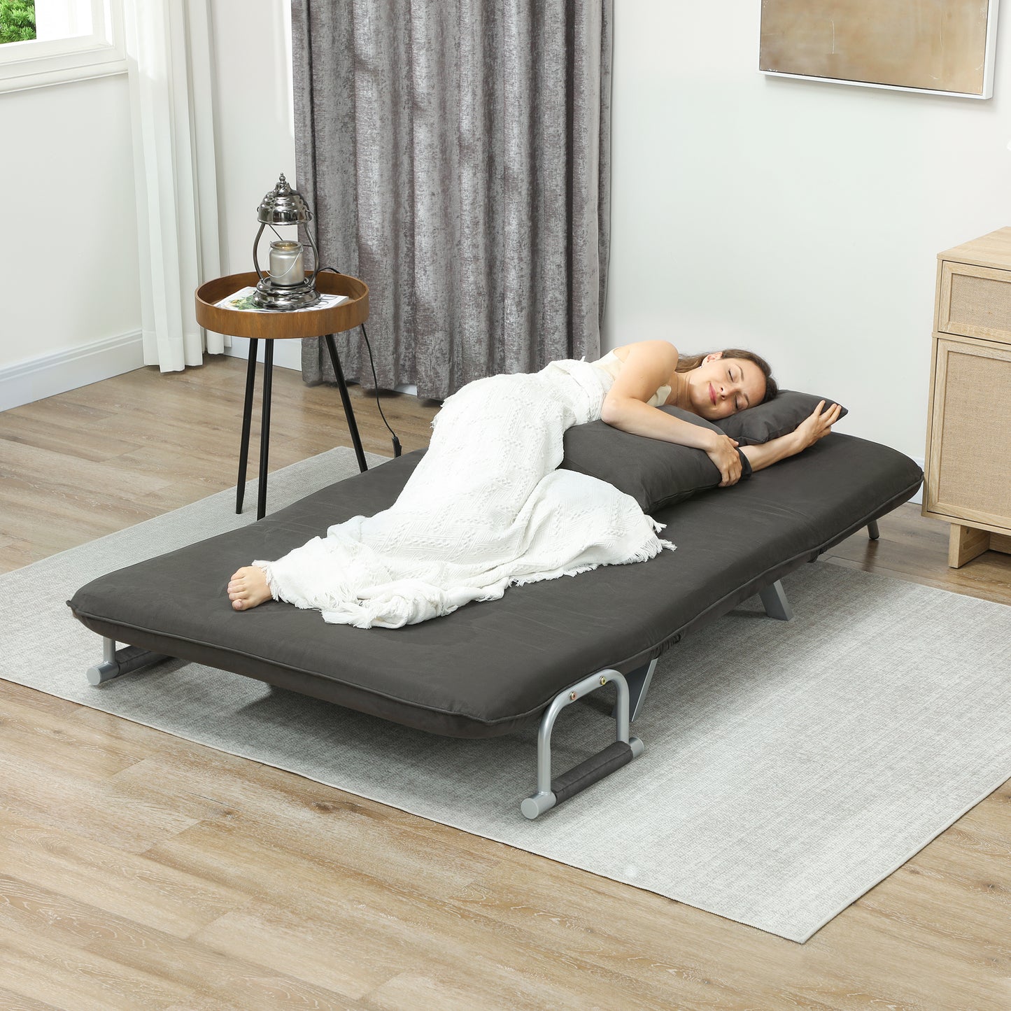 Two-Seater Click-Clack Sofa Bed  - Charcoal Grey