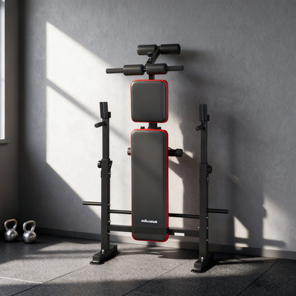 SPORTNOW Adjustable Weight Bench with Squat Rack and Dip Stand