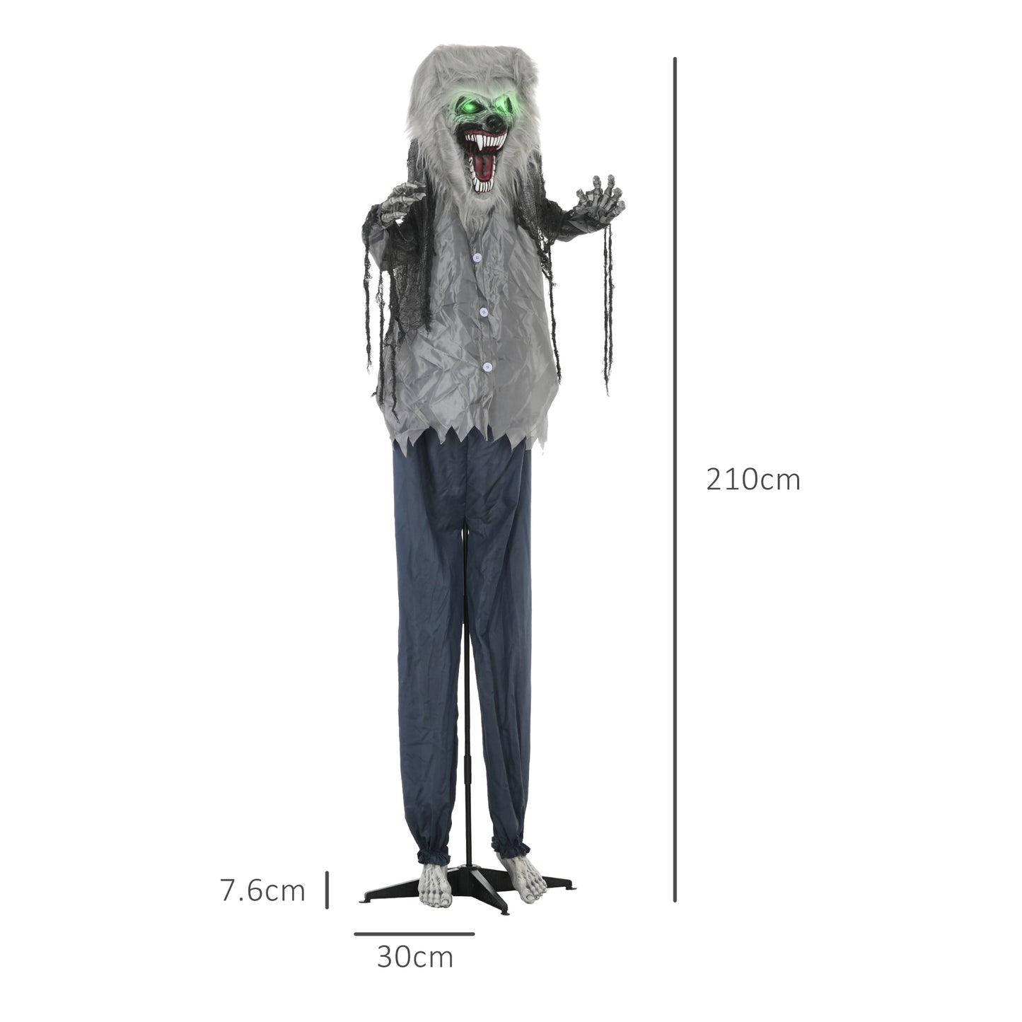 210cm 83" Skeleton Werewolf Outdoor Halloween Decoration, Halloween Animatronic with Sound Activated, Light Up Eyes, Sound Effects, Animated Prop for Haunted House