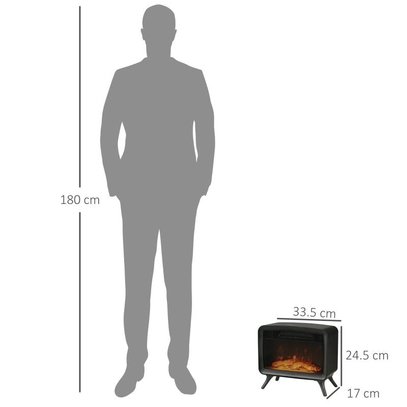 800W / 1600W Electric Fireplace Stove, Freestanding or Tabletop, with LED Flame Effect, Overheating Protection,