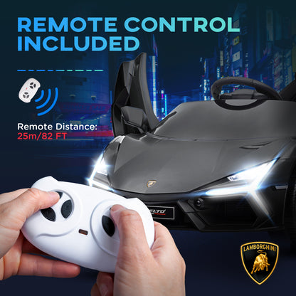 Lamborghini Revuelto Licensed 12V Ride on Car w/ Butterfly Doors Training Wheels, Suspension, Remote Control Black