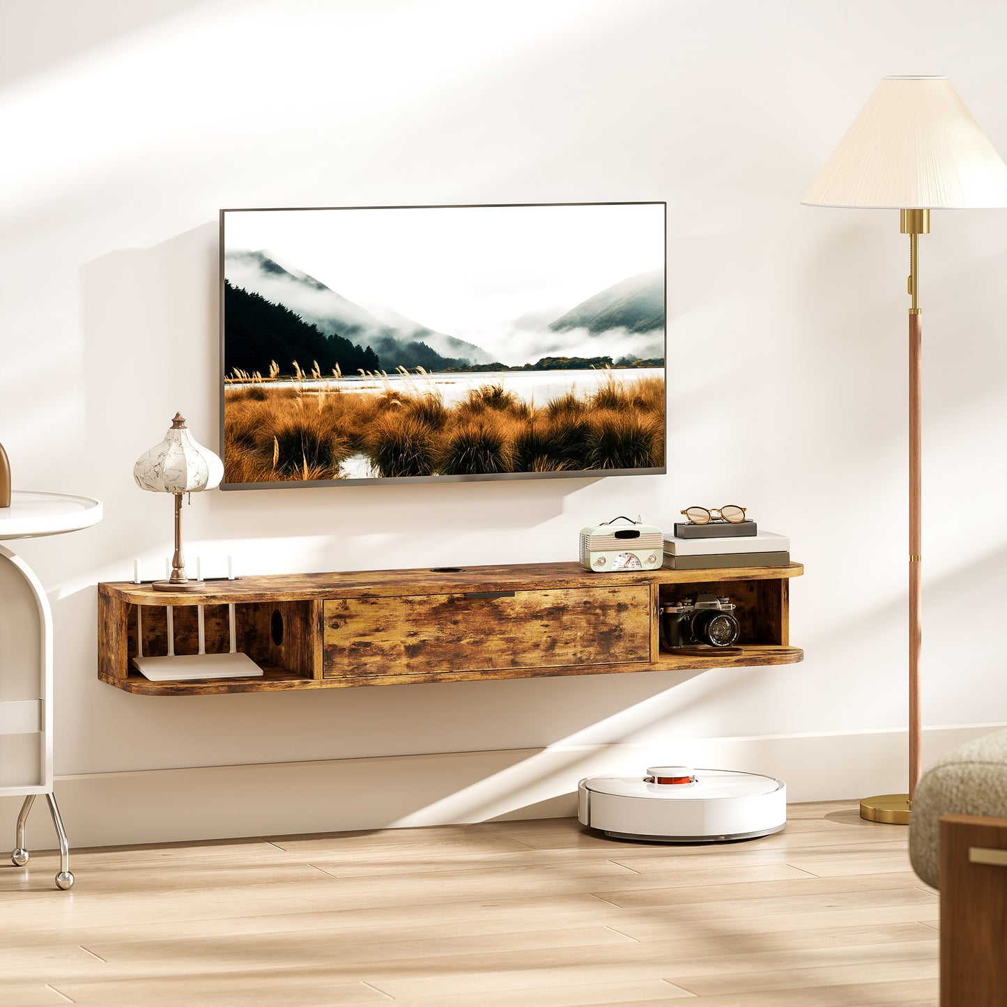 120 cm Floating TV Unit for TVs up to 50 Inch - Rustic Brown