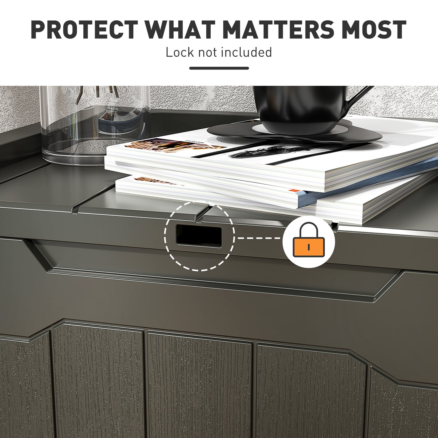 107 L Plastic Storage Chest with Lid - Charcoal Grey