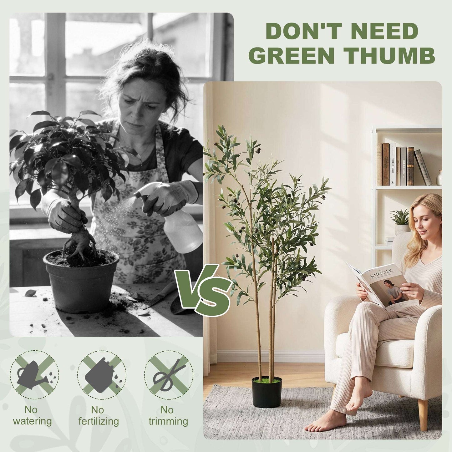 Artificial Olive Tree | 148cm | 553 Silk Leaves | Shapeable Branches | Cement Pot | No Maintenance | Green