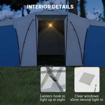 Outsunny 6-9 Man Tent with Bedrooms and Living Room, Accessories Included, Blue
