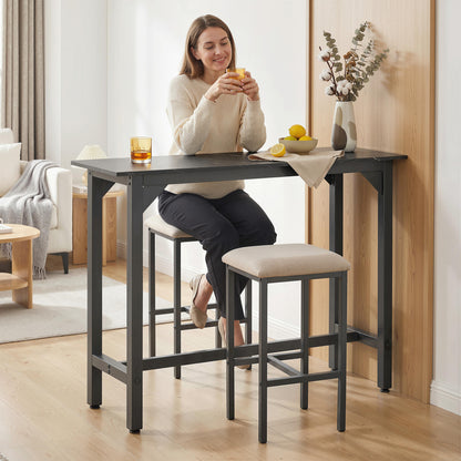 Rectangular Bar Table, Marble Effect Pub Coffee Table for Small Space, Breakfast Dining, Black Marble Effect