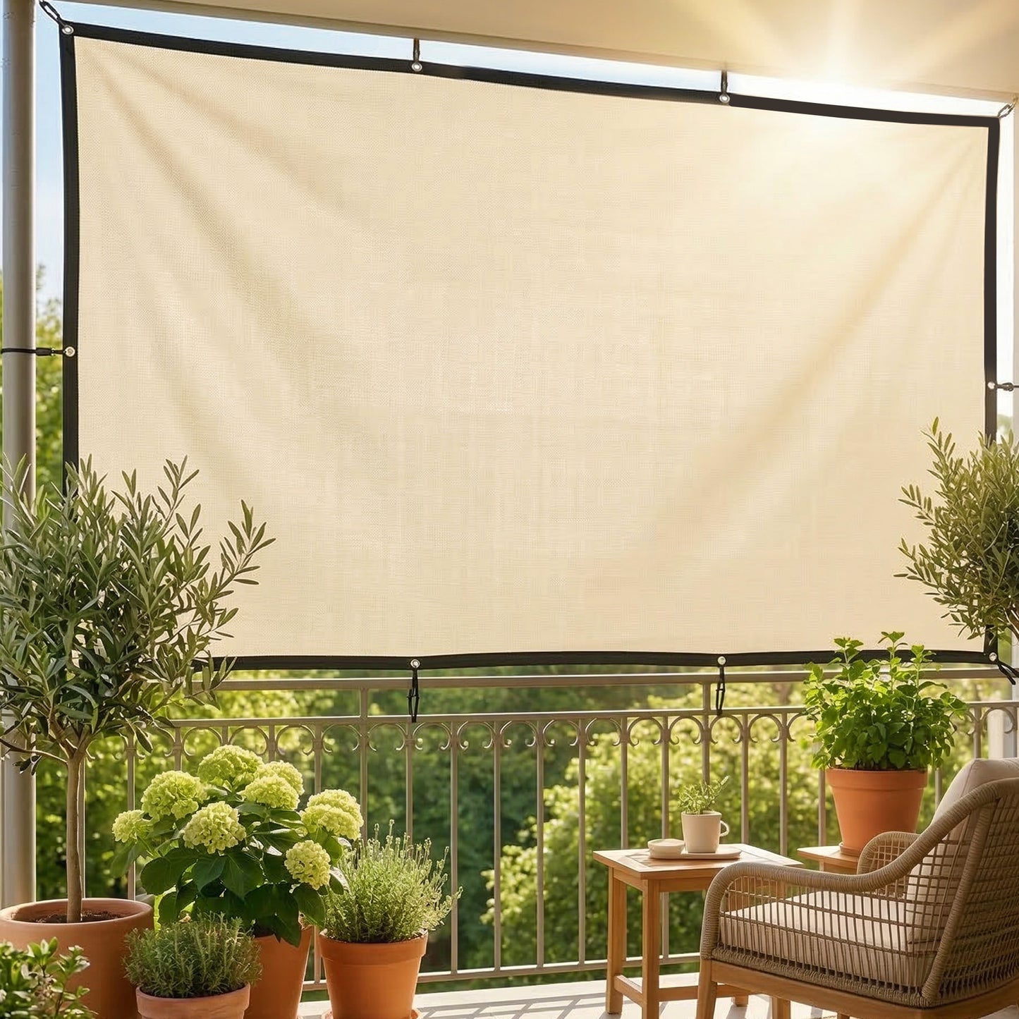 2x3m Sun Shade Sail | 85%+ UV Block | 180g/m² HDPE | 10 Stainless Steel Eyelets | 10 Bungee Ropes Included | Patio Garden Pool | Beige