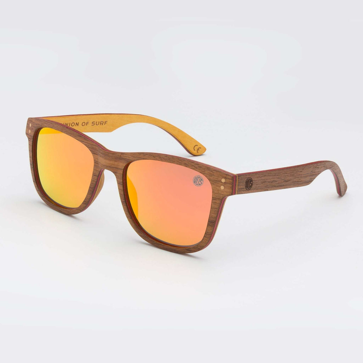 Union Of Surf Fistral Wood Look Polarised Sunglasses | Laminated Wood Frame | UV400 | Glare-Reducing | Classic Silhouette | 6 Lens Options | Travel Beach Driving Daily Wear