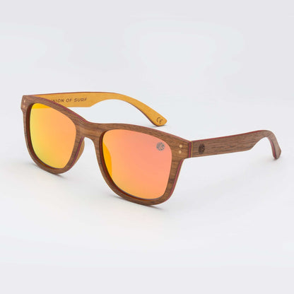 Union Of Surf Fistral Wood Look Polarised Sunglasses | Laminated Wood Frame | UV400 | Glare-Reducing | Classic Silhouette | 6 Lens Options | Travel Beach Driving Daily Wear