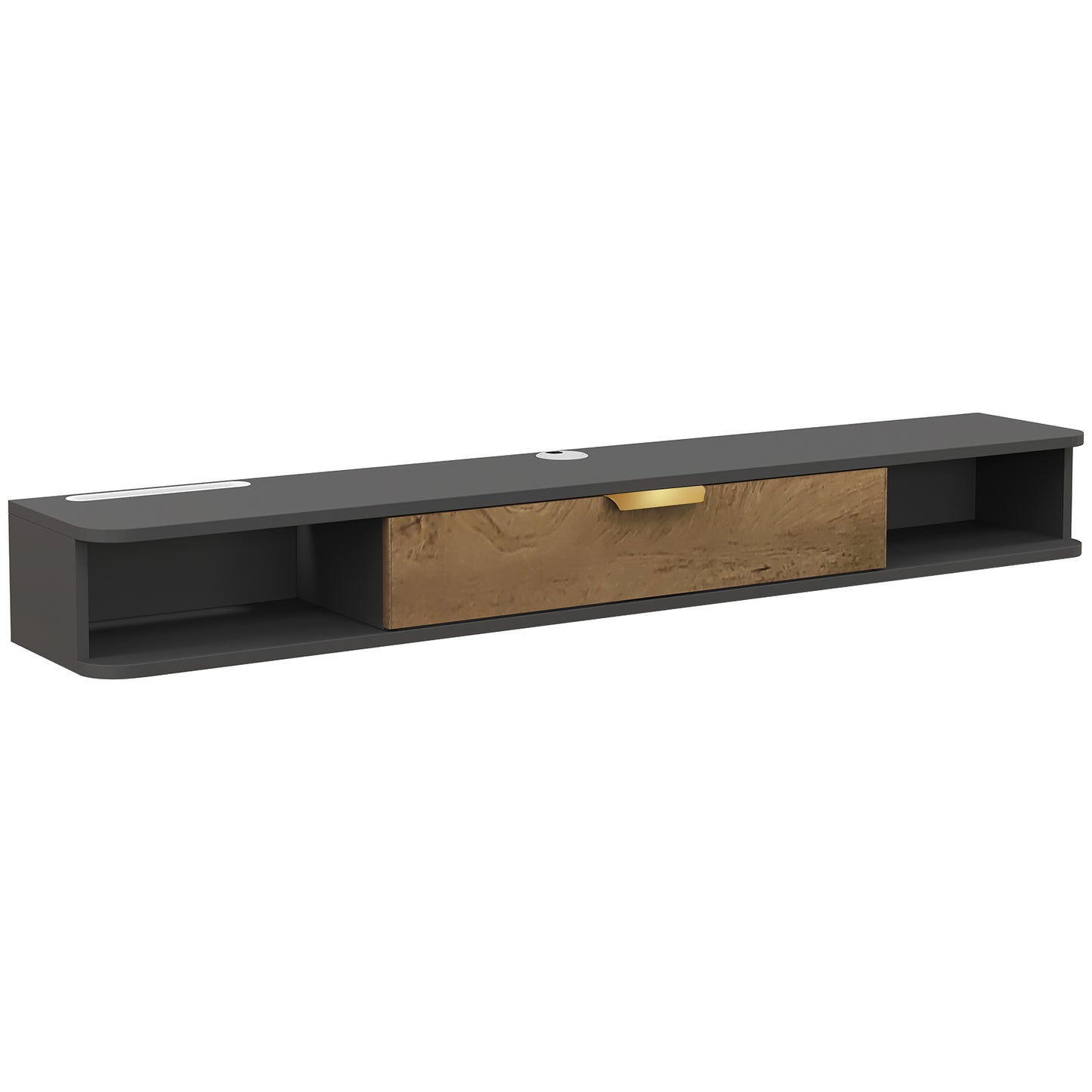 140 cm Floating TV Stand with Storage - Charcoal Grey