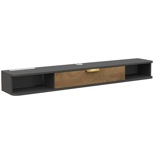 140 cm Floating TV Stand with Storage - Charcoal Grey