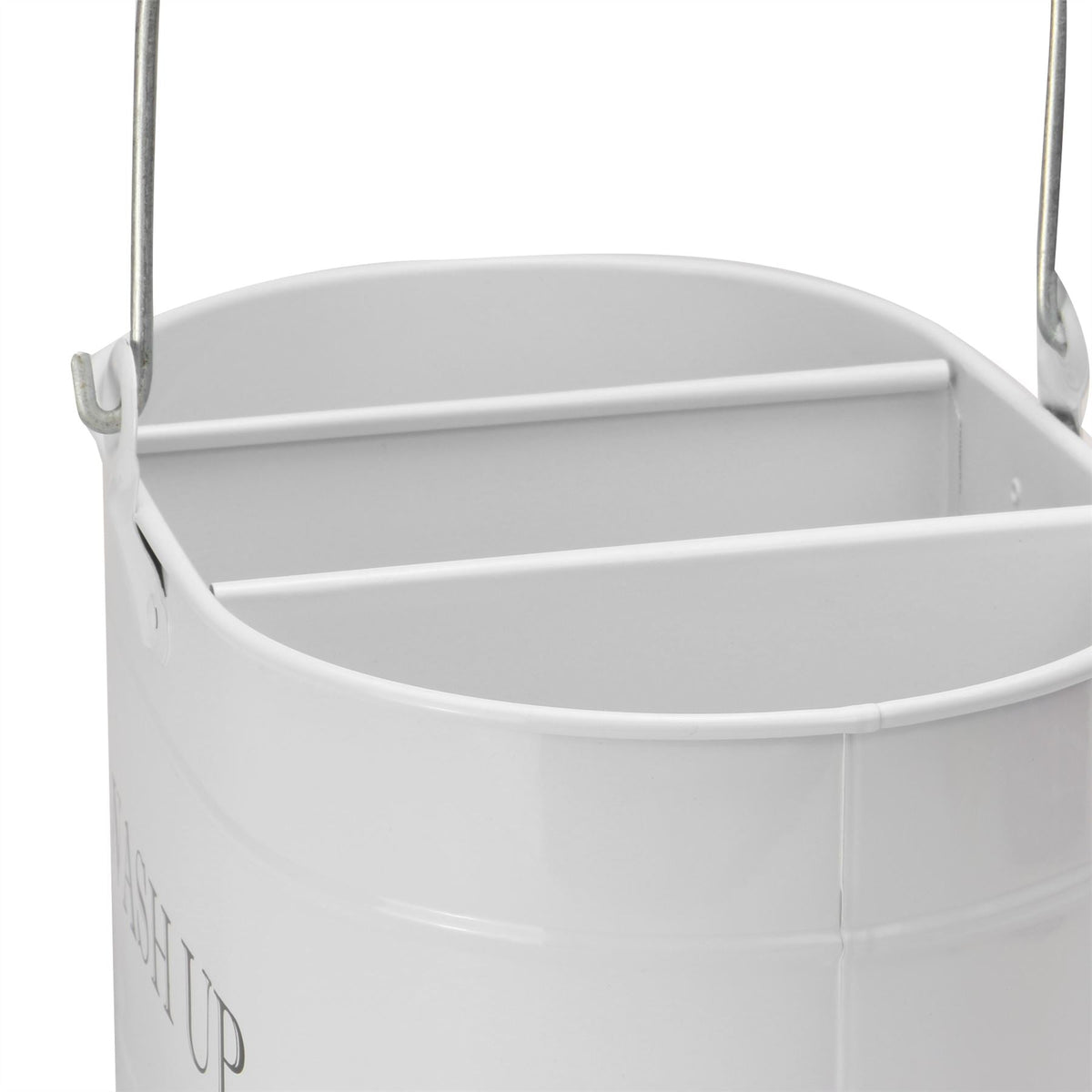 Maison & White Wash-Up Tidy | Chalk White Powder-Coated Steel Cleaning Caddy | 3 Compartments & Carry Handle | 27 × 14cm