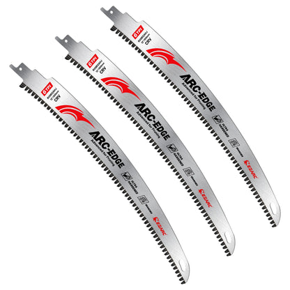 12 Inch Reciprocating Saw Blades, Japanese Teeth Wood Pruning Saw Blades 3Pcs 6TPI Arc Edge for Tree Trimming, Wood Cutting