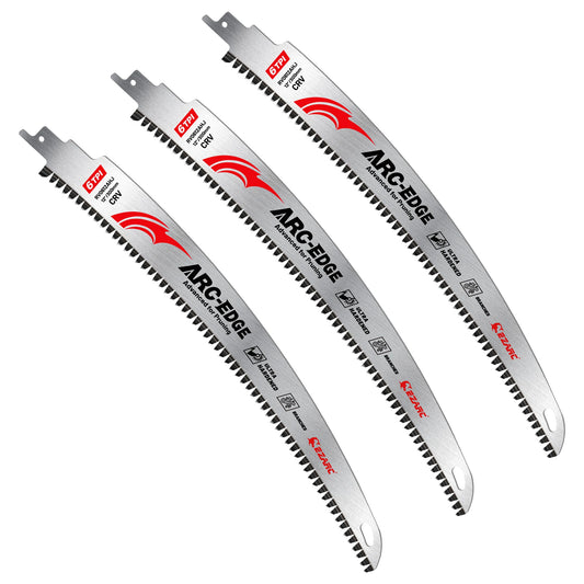12 Inch Reciprocating Saw Blades, Japanese Teeth Wood Pruning Saw Blades 3Pcs 6TPI Arc Edge for Tree Trimming, Wood Cutting