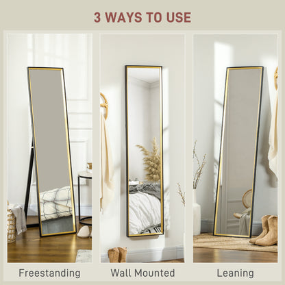 Full Length Mirror, 37 x 157cm Wall Mounted, Leaning, Free Standing Mirror, Framed Full Body Mirror for Living Room, Bedroom, Black