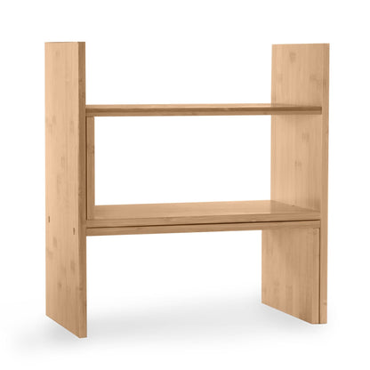 Maison & White Adjustable Bamboo Desk Storage Organiser | Extends 32–63cm Wide | 35cm Tall | 17cm Deep | Bookshelf Bookend Photo Display | Home Office Study Hallway | Assembly Required | 2-Year Warranty