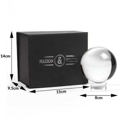 Maison & White K9 Clear Crystal Photography Ball | 80mm Glass Lensball | Stand, Cleaning Cloth, Pouch & Gift Box