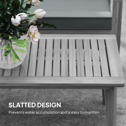 Outsunny 4-Piece Acacia Wooden Garden Furniture Set with Cushions - Light Grey