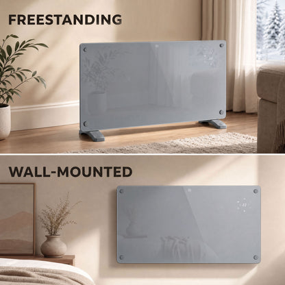 2000W Smart Panel Heater | Tuya WiFi App, Alexa & Google Home | Wall-Mounted or Freestanding | Weekly Timer | Grey