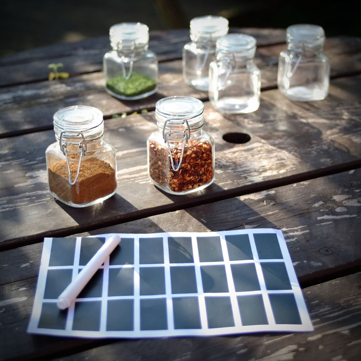 Maison & White Mini Glass Spice Jars Pack of 12 | Airtight Metal Clip-Top & Rubber Seal | 100ml | 8cm | Includes Chalkboard Labels & Chalk Pen | Kitchen Pantry Storage | 2-Year Warranty
