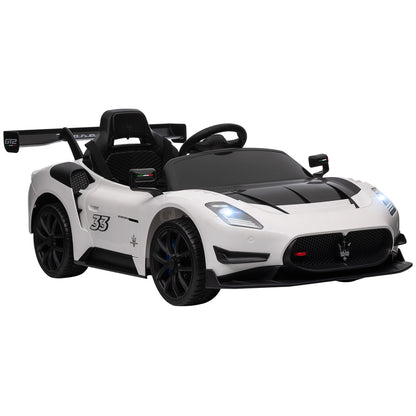 AIYAPLAY Maserati GT2 Licensed 12V Kids Electric Ride on Car with 4 Suspension, Remote Control Music Horn Lights - Grey - White - Pink