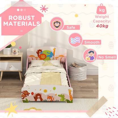 Cute Animal-Themed Toddler Bed w/ Safety Rails, 143 x 77 x 60cm