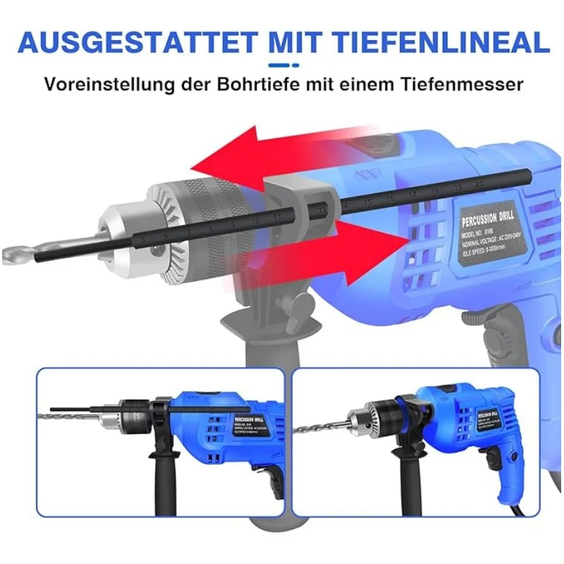 Corded Professional 850W Rotary Hammer Drill 3000RPM, 13Mm Chuck With Impact Function & 2 Modes