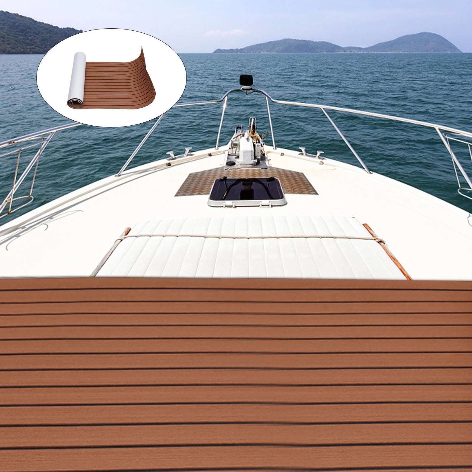 106 '' X 35 '' Marine Eva Flooring, 6Mm Thick, Brown Stripe Design, Perfect for Yachts and Boats, Ship Deck Flooring