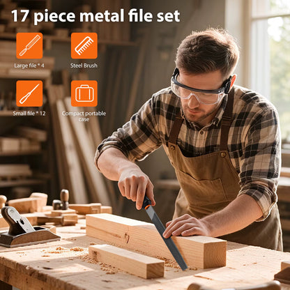 17 Piece Metal File Set, Professional Files Tools, Premium Metal Files With Suitcase, Perfect for Wood, Metal & DIY Project