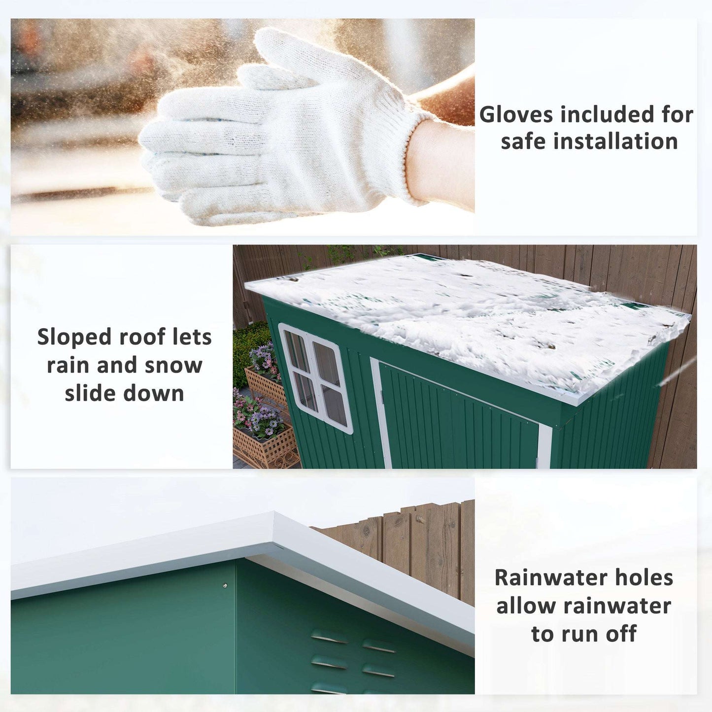 8.5 x 6ft Storage Shed Galvanised Steel Garden Shed, Metal Shed W/ Foundation Kit, Window, Lockable Wide Doors, Air Vents for Outdoor, Green